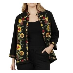 Anu Embroidered Jacket 100% Wool Button Front Women's Size XL Boho Dressy